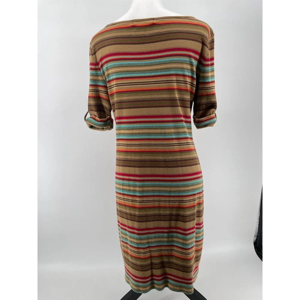 Lauren Ralph Lauren Knit Dress Women Large Petite Southwestern‎ Stripe Cotton